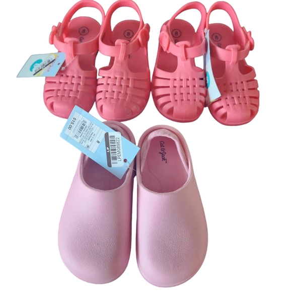 Cat & Jack Other - Kids Girls Cat And Jack Kids Lot Of 3 Pair Pink Sandals Shoes Cat & Jack  Size 8